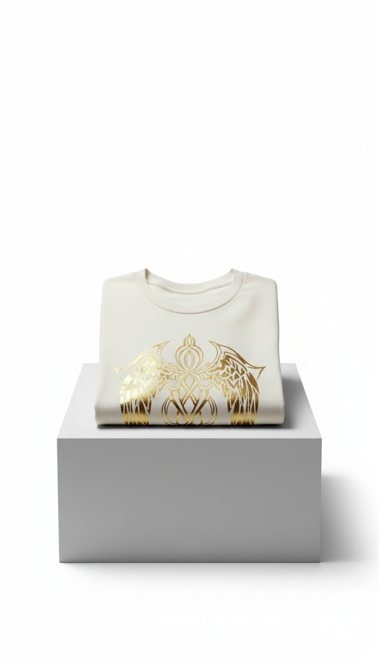 Statement Tee With Gold-Foil Worship Graphic