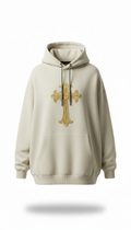 Heavyweight Hoodie With Gold Embroidered Cross