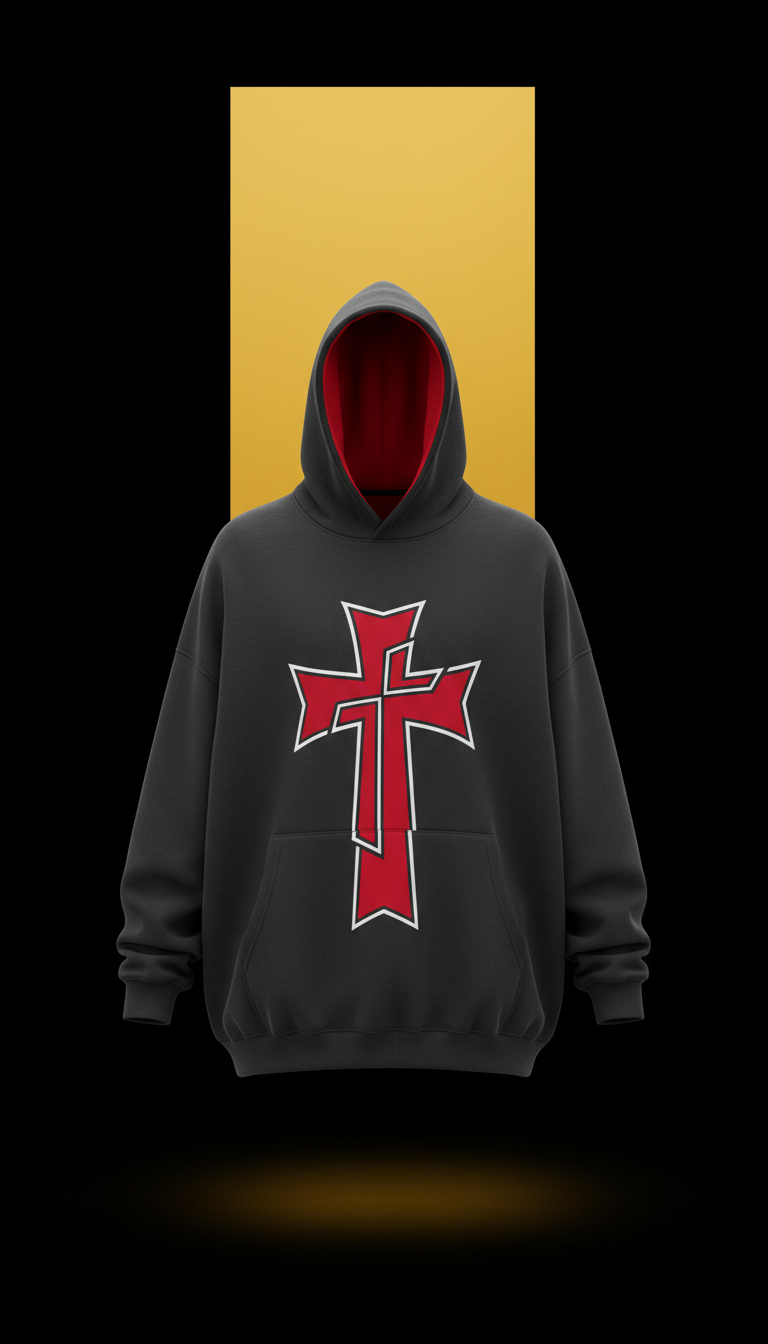 Oversized cross graphic hoodie